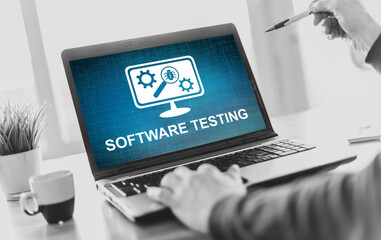 Poster - Software testing concept on a laptop screen