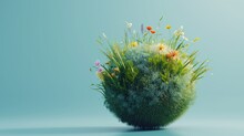 Abstract Sphere Of Flowers And Grass