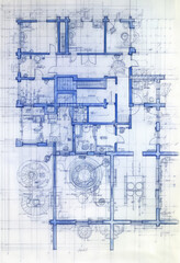 Generative AI, Blue print floor plan, architectural background, technical draw, vertical format	
