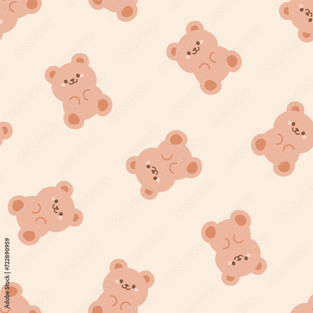 Seamless pattern with cute brown bears Stock Vector | Adobe Stock