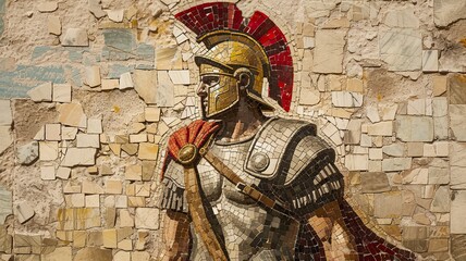  Mosaic Roman Legioner