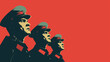 Socialism illustration with red background, people protest, humanitarian, dictatorship