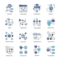 Canvas Print - Handy Set of Creative Workflow Doodle Icons 

