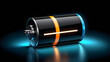 battery icon 3d clipart isolated on a black background. battery infographic. Battery. Vector battery power icon charged. png. With black copy space