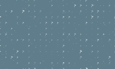 Poster - Seamless background pattern of evenly spaced white axe symbols of different sizes and opacity. Vector illustration on blue gray background with stars