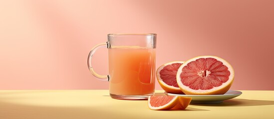 Leinwandbilder - Frutochino Grapefruit coffee in a glass with a slice of grapefruit. Creative Banner. Copyspace image