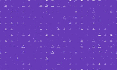 Poster - Seamless background pattern of evenly spaced white rough road signs of different sizes and opacity. Vector illustration on deep purple background with stars