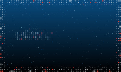 Poster - On the left is the future car symbol filled with white dots. Pointillism style. Abstract futuristic frame of dots and circles. Some dots is red. Vector illustration on blue background with stars