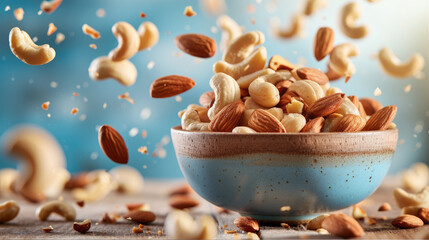 Wall Mural - mixed nuts in a bowl commercial background 