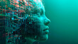 Pixels en mouvement reconstituant un visage à l'intelligence artificielle inclue dans un programme