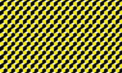 Poster - abstract repeatable seamless yellow black rhombus pattern.