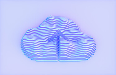Poster - 3d rendering of abstract cloud computing technology icon on blue background. Cloud computing concept
