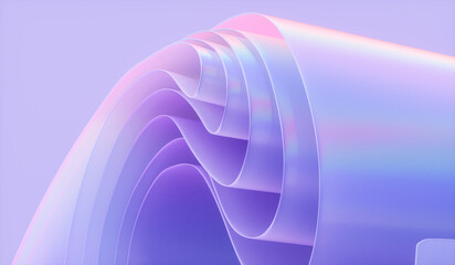 Poster - 3d rendering of holographic iridescent abstract layered crystal glass background.