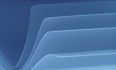 Poster - 3d rendering of blue abstract layered crystal glass background.