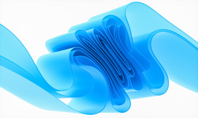 Poster - 3d rendering of blue abstract layered crystal glass background.