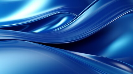 Wall Mural - dynamic metallic wave: wavy smooth blue chrome surface, futuristic 3d illustration for modern abstra