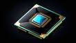 CPU icon 3d. central processor unit isolated. on a black background. With black copy space