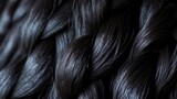 Closeup dark hair braids.