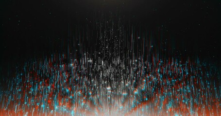 Abstract Dark Lines Particles Background. Glowing White Glitter Particles And Dark Background.
