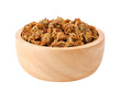Dried chrysanthemum buds for herbal tea on wooden bowl on transparent png