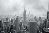 Fototapeta  - Black and white photography of the Manhattan skyline