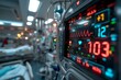 Patient monitor displaying vital signs in hospital ward