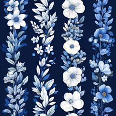  Blue and White Floral Elements