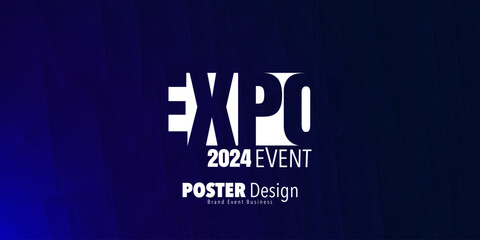 Wall Mural - Abstract colorful exhibition poster design template with wavy lines effect background. Expo Event banner. Can be used for business, marketing and advertising. logo graphic design of annual summit