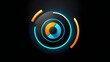 color system loading icon. spinner icon isolated on a black background. With black copy space