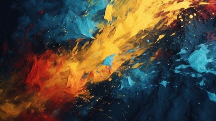 Poster - A close-up of a painting depicting fire and water. Suitable for various artistic and creative projects