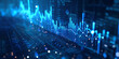 © Milan - A digital background with graphs, stocks, analysis. Dark blue background with light blue elements.