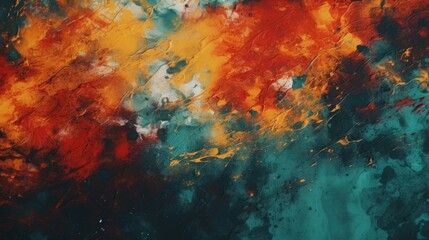 Aufkleber - An abstract painting with vibrant orange and blue colors. Perfect for adding a pop of color and modern art to any space