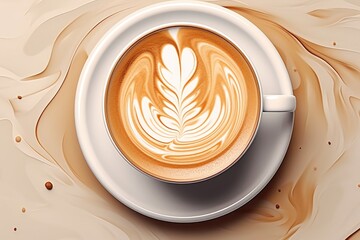 Poster - A simple and elegant picture of a cup of coffee placed on top of a saucer. Perfect for adding a touch of warmth and comfort to any project