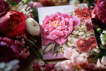 Poster - A card featuring a beautiful pink peony. Perfect for any occasion