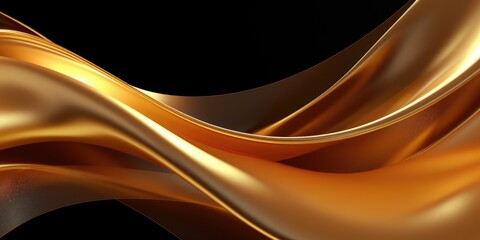 Poster - A stunning abstract gold wave on a black background. Perfect for adding a touch of elegance and sophistication to any design project