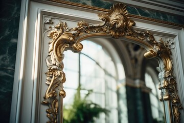 Poster - A mirror with a gold frame, suitable for adding an elegant touch to any room