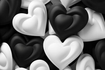 Wall Mural - A collection of black and white hearts. Suitable for various projects and designs