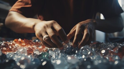 Aufkleber - Hands resting on a table surface. Suitable for various concepts and themes