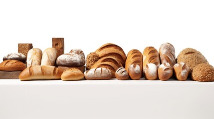 Poster - A collection of various types of bread displayed on a table. Perfect for food and culinary related projects