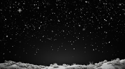 Aufkleber - A black and white photo capturing the beauty of snow falling from the sky. Suitable for various uses