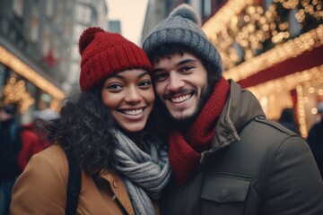 Poster - A man and a woman posing for a picture. Suitable for various uses