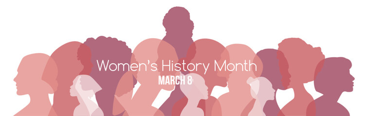 Wall Mural - Women's History Month banner. Flat vector illustration.