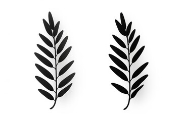 Poster - Two black leaves on a white background. Can be used for botanical or nature-themed designs