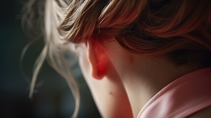 Poster - A close-up of a woman's face holding a cell phone. This versatile image can be used to depict communication, technology, or modern lifestyle