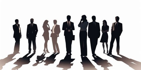 Poster - A group of business people standing in a line. Ideal for illustrating teamwork, leadership, and professionalism