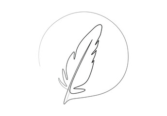 Poster - bird feather in one continuous line drawing. isolated on white background vector illustration. pro v