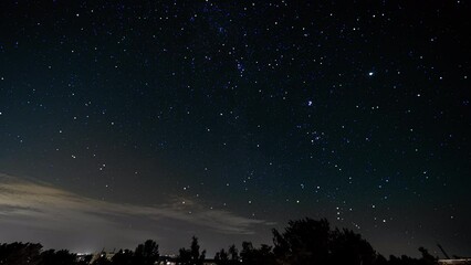 Wall Mural - time-lapse of astronomical video recording of the night starry sky with rotation