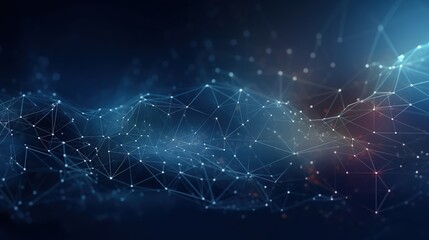 Poster - Futuristic technology wave. Abstract communication background with connecting dots and lines.,Abstract waves with moving particles. Big data analysis.
