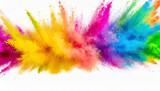 Fototapeta Motyle - Colorful rainbow holi paint color powder explosion isolated on white wide panorama background