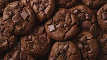 Double Chocolate Chunk Cookies Close-up, Texture, Pattern Or Background